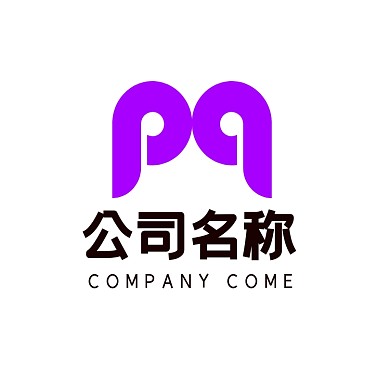 蓝紫色简约M字母娱乐休闲行业