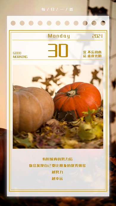 努力励志文字清新南瓜摄影图海报