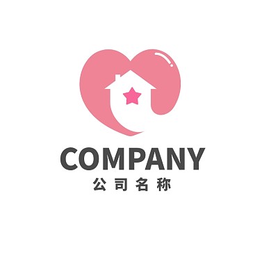 爱心房子元素组合通用logo