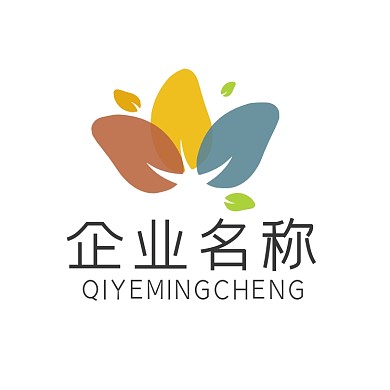 手绘树叶小清新通用型logo模板