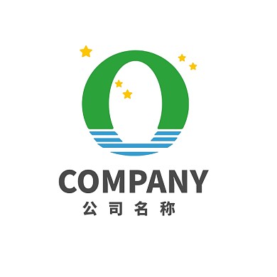 蓝绿几何字母O型logo