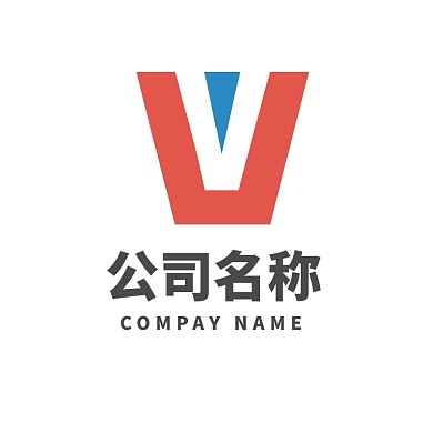 蓝橙色叠加宣传活动字母Vlogo