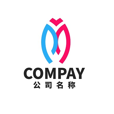 蓝色粉色简约大气科技M字母