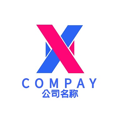 红色蓝色双色英文字母X图形logo