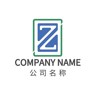 绿色蓝色线性简约Z字母LOGO标志