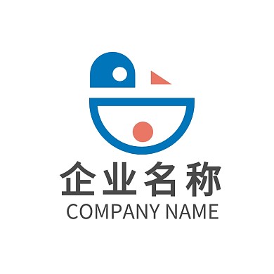 蓝色橙色双色可爱鸭子幼儿行业