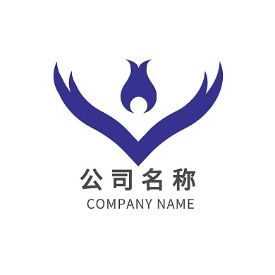 蓝色渐变V字母瑜伽健身行业logo