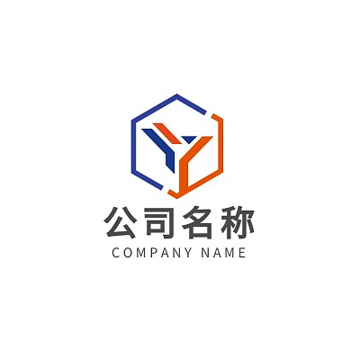 蓝色橙色线性简约Y字母型LOGO标志