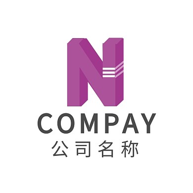 创意紫色立体字母Nlogo
