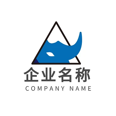 蓝黑渐变双色犀牛动物logo