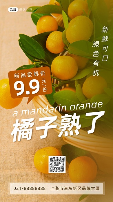 水果橘子活动竹筐叶子摄影图海报