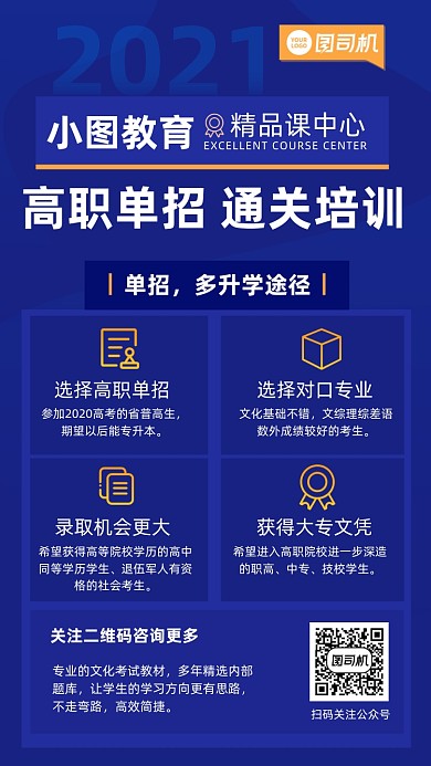 置业培训课程蓝色简约手机海报