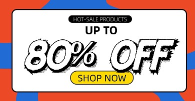 优惠券跨境英文橙色电商横版海报