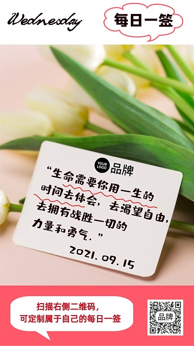 每日一签鲜花植物摄影图海报