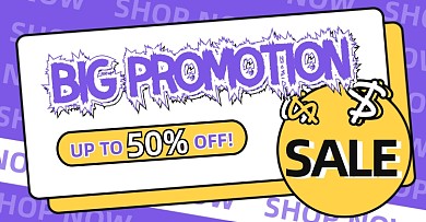 优惠券跨境英文紫色电商横版海报