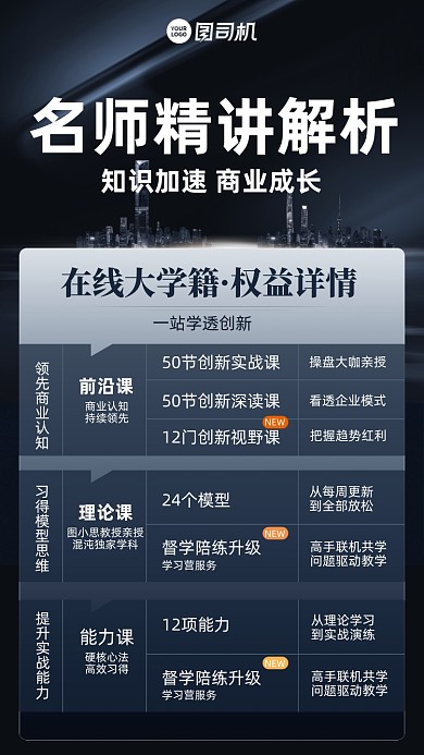 名师精讲解析课程简约大气手机海报