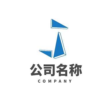 蓝色英文字母J变形拼图logo