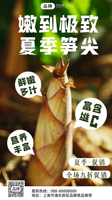 摄影风格新鲜笋尖促销摄影图海报