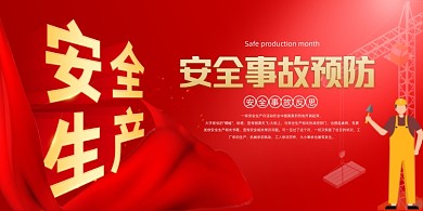 安全生产红色大气展板