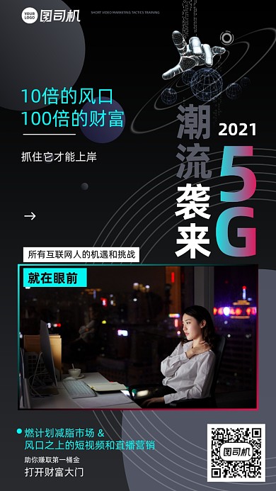 5G潮流互联网创业招商手机海报