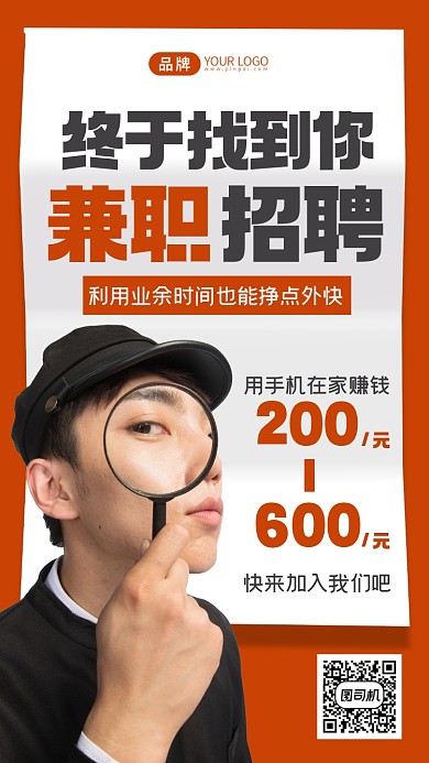 兼职招聘找到你摄影图海报