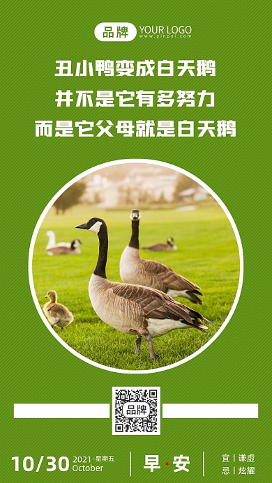 丑小鸭蜕变励志日签清新户外摄影图海报