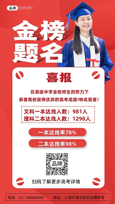 高考喜报金榜题名宣传摄影图海报
