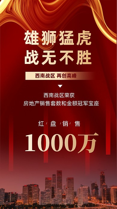 红色销售战报喜报海报