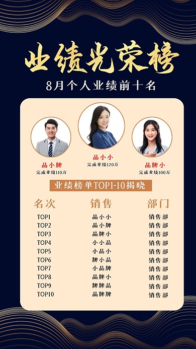 业绩光荣榜时尚摄影图海报