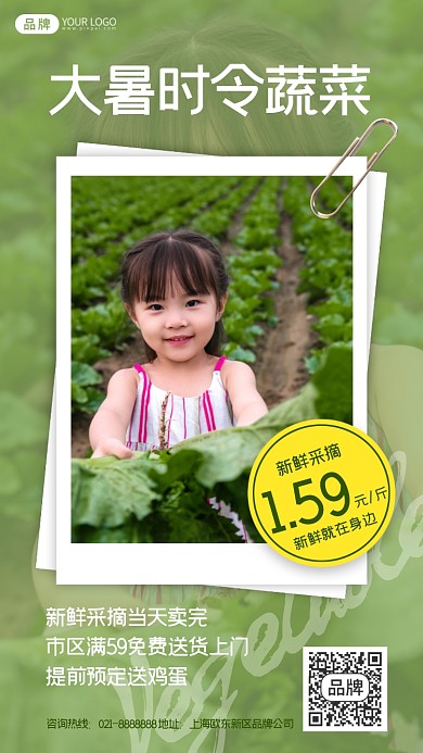 大暑时令蔬菜摄影图海报