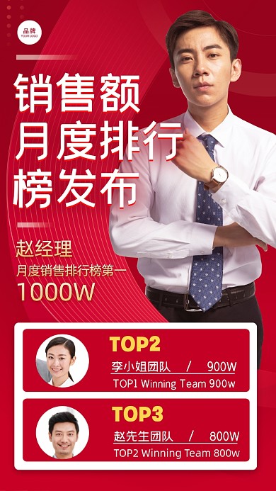 月度销售额排行榜摄影图海报