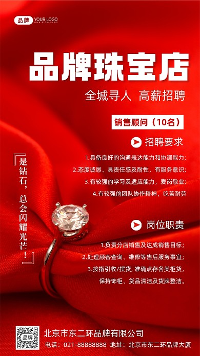 珠宝店招聘摄影图海报