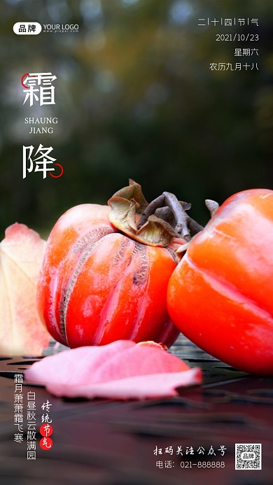 二十四节气霜降宣传海报