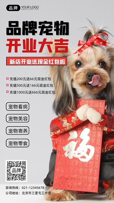 宠物店开业促销摄影图海报