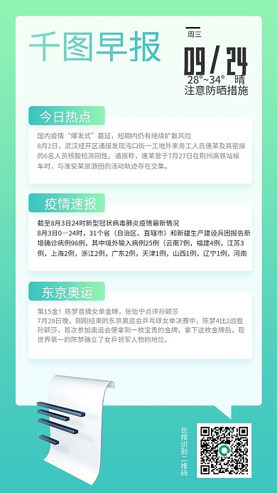 绿色清新c4d元每日新闻简讯早报手机海报