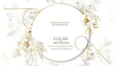 简约小清新金色系婚礼婚庆舞台背景图