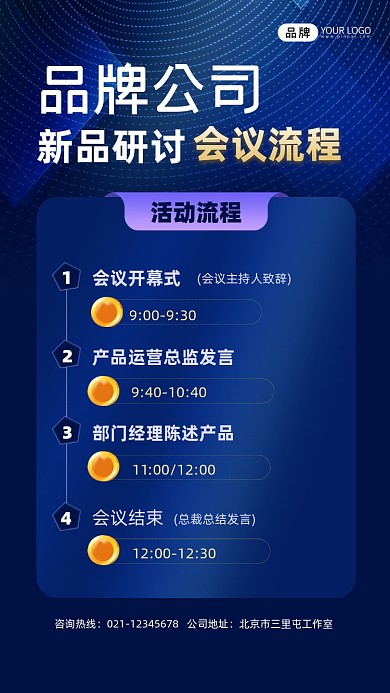 新品研讨会议流程宣传摄影图海报