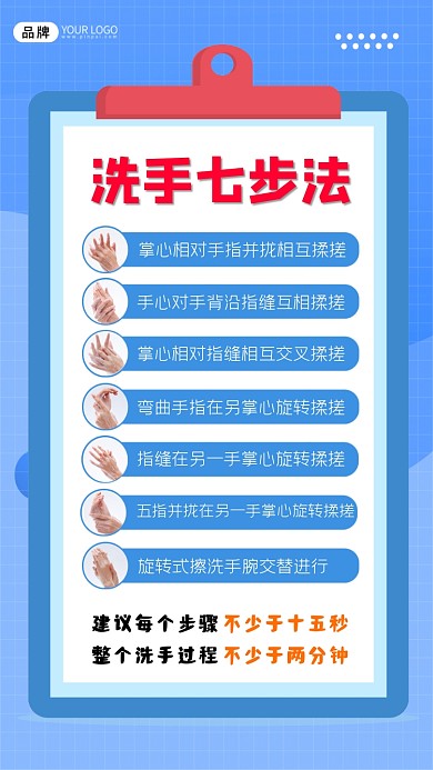 洗手七步法公益海报