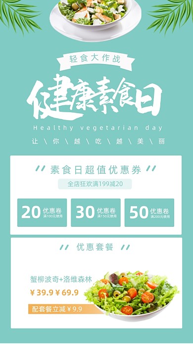 健康素食日蔬菜沙拉摄影图海报