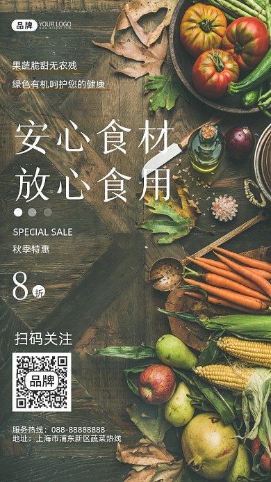 摄影风格美味新鲜蔬果促销宣传海报