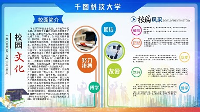 开学季高校大学新生校园文化介绍简约展板