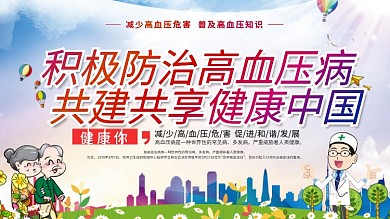社区风世界高血压日防治高血压宣传展板