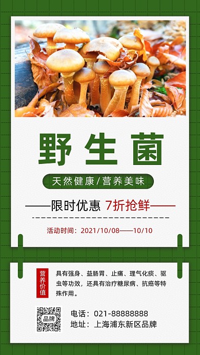 野生菌生鲜果蔬摄影图海报