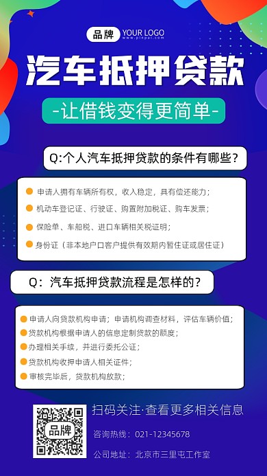汽车抵押贷款宣传摄影图海报