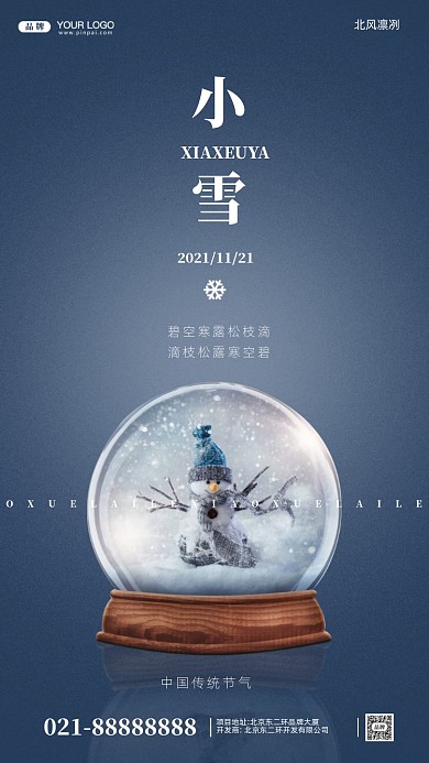 中国传统节气小雪摄影图手机海报
