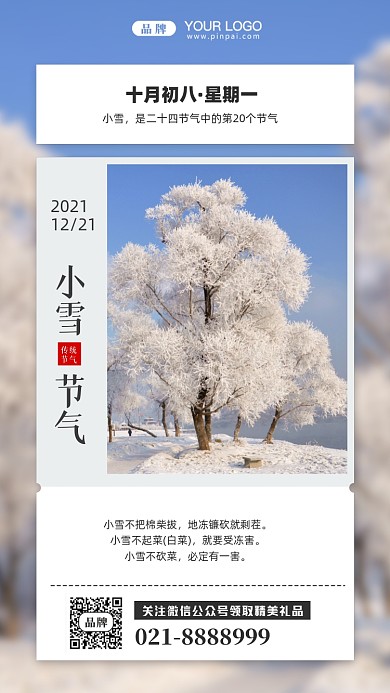中国传统节气小雪摄影图手机海报