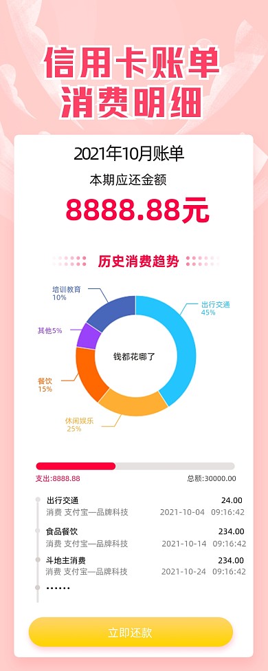 信用卡账单消费明细图标