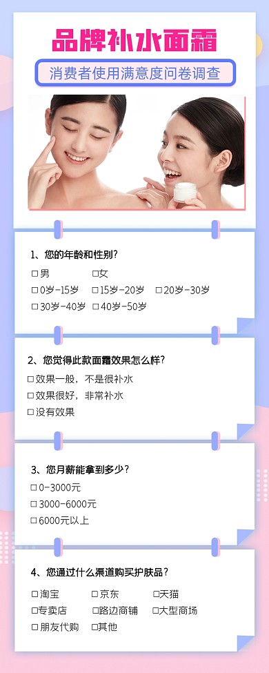 护肤品满意度问卷调查海报