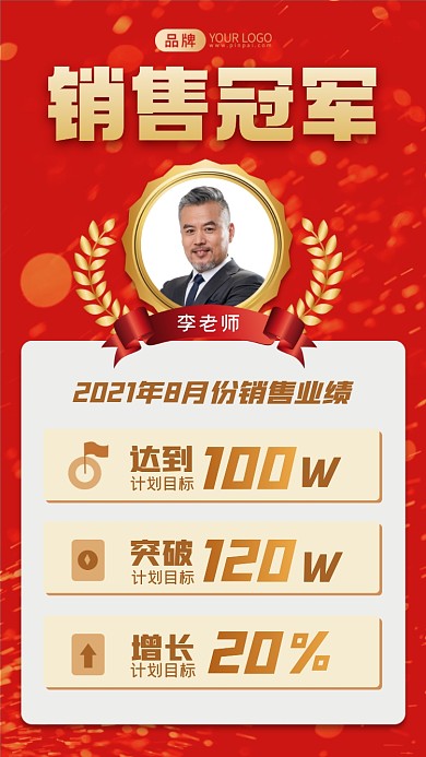 销售冠军表彰摄影图海报