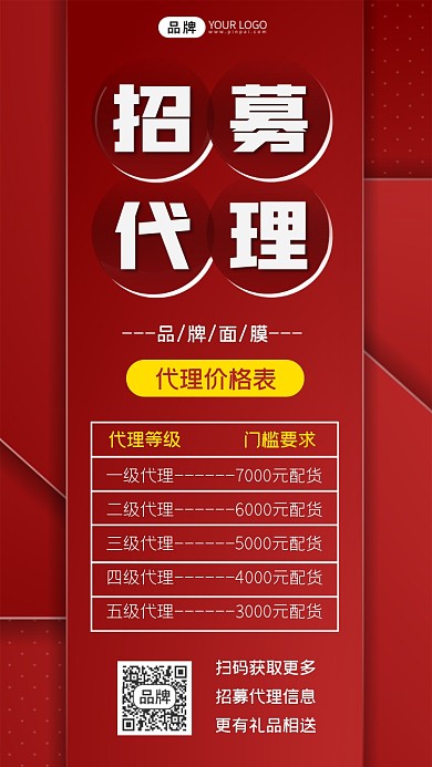 面膜招募代理宣传海报